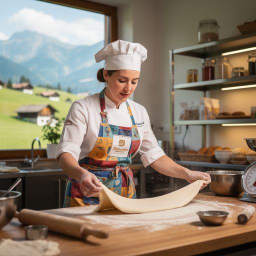 Ein gemütlicher Backofen, in dem mehrere Apfelstrudel gleichzeitig gebacken werden.